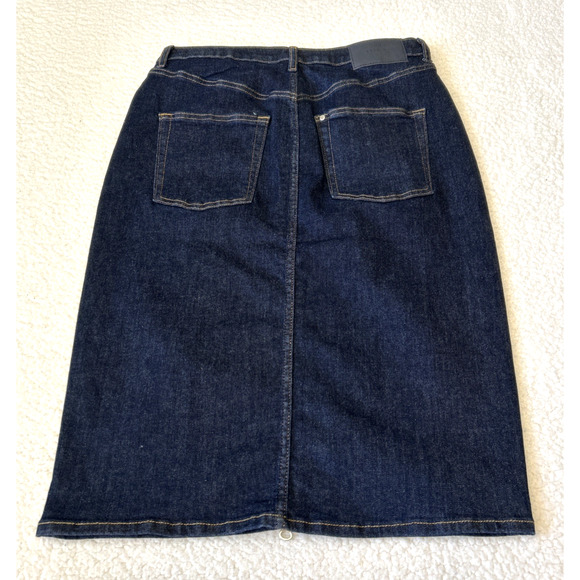 &Denim by H&M Midi Pencil Denim Skirt Women's Size 10 Blue Zipper Front Pockets - Picture 2 of 6
